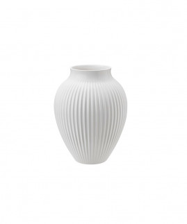 Knabstrup Keramik - Knabstrup Vase m. riller 20 cm., Hvid