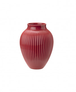 Knabstrup Keramik - Knabstrup Vase m. riller 27 cm., Bordeaux