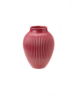 Knabstrup Keramik - Knabstrup Vase m. riller 20 cm., Bordeaux