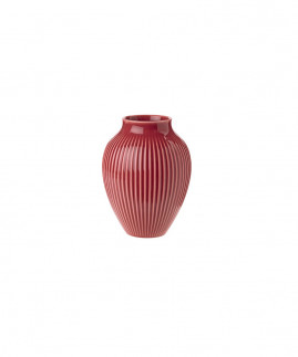 Knabstrup Keramik - Knabstrup Vase m. riller 12,5 cm., Bordeaux