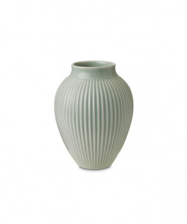 Knabstrup Keramik - Vase m. riller 20 cm, Mintgrøn