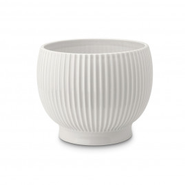 Knabstrup Keramik - Urtepotte med riller L, Hvid