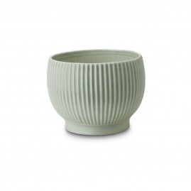 Knabstrup Keramik - Urtepotte med riller M, Mint grøn