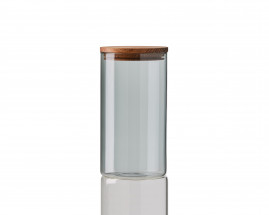 RAW - Opbevaringsglas mellem smoke glas, teaktræ-låg