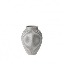 Knabstrup Keramik - vase riller 12,5 cm lys grå