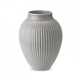 Knabstrup Keramik - vase riller 20 cm lys grå