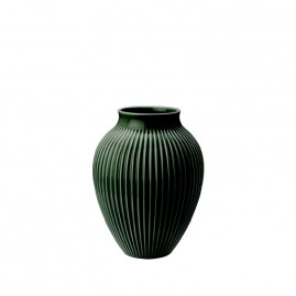 Knabstrup Keramik - vase riller 20 cm mørkegrøn