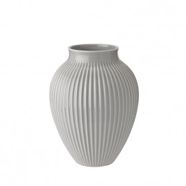 Knabstrup Keramik - vase riller 27 cm lys grå