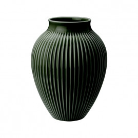 Knabstrup Keramik - vase riller 27 cm mørkegrøn