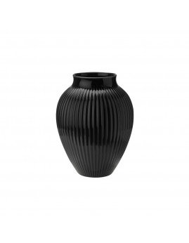 Knabstrup Keramik - Vase m. riller 27 cm, Sort