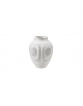 Knabstrup Keramik - Knabstrup Vase m. riller 12,5 cm., Hvid 
