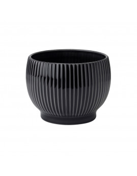 Knabstrup Keramik - Urtepotte med riller L, Sort