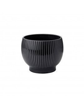 Knabstrup Keramik - Urtepotte med riller M, Sort