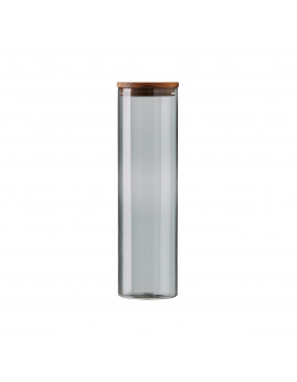 RAW - Opbevaringsglas stor smoke glas, teaktræ-låg