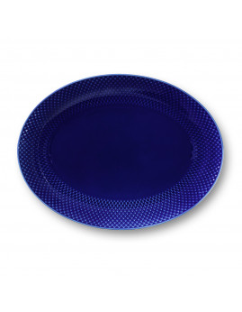 Lyngby Porcelæn Rhombe Color - Ovalt Serveringsfad 35 x 26,5 cm, Mørk blå
