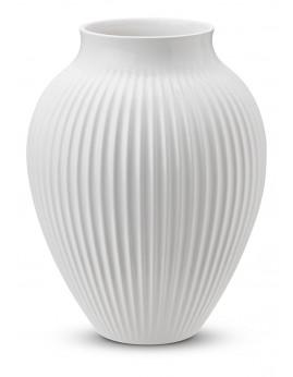 Knabstrup Keramik - Vase riller 20 cm hvid