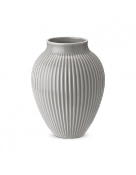 Knabstrup Keramik - vase riller 20 cm lys grå