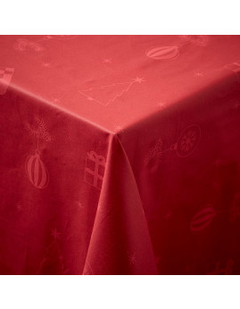 Nordisk Tekstil - Damask Dug Juletid Rød 140 x 270 Cm