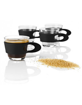 Easy Espresso Glas med sort hank - 4 stk i gaveæske OUTLET 2. sortering
