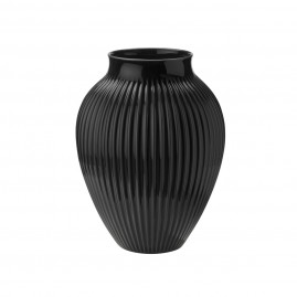 Knabstrup Keramik - Vase m. riller 35 cm, Sort