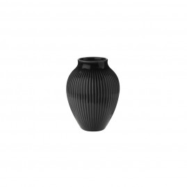 Knabstrup Keramik - Vase m. riller 12,5 cm, Sort