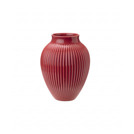 Knabstrup Keramik - Vase m. riller 27 cm, Bordeaux 
