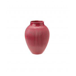 Knabstrup Keramik - Vase m. riller 20 cm, Bordeaux 
