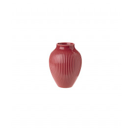Knabstrup Keramik - Vase m. riller 12,5 cm, Bordeaux 