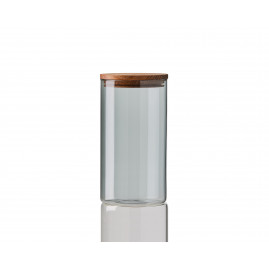 RAW - Opbevaringsglas mellem smoke glas, teaktræ-låg