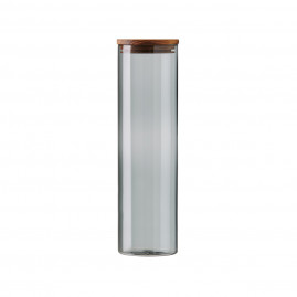 RAW - Opbevaringsglas stor smoke glas, teaktræ-låg